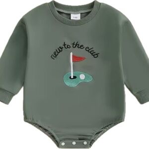 New Green Baby Bodysuit with Golf Club Embroidery 3-6 months